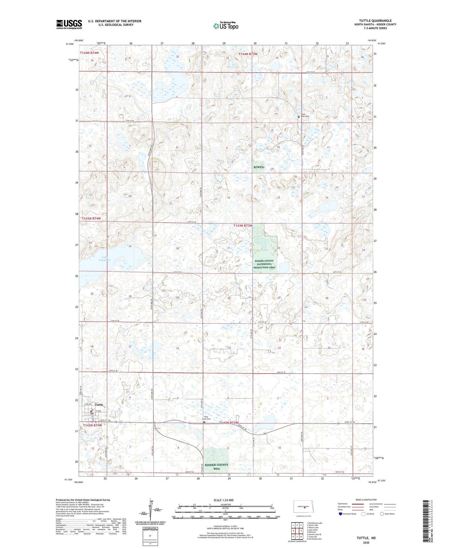 Tuttle North Dakota US Topo Map Image
