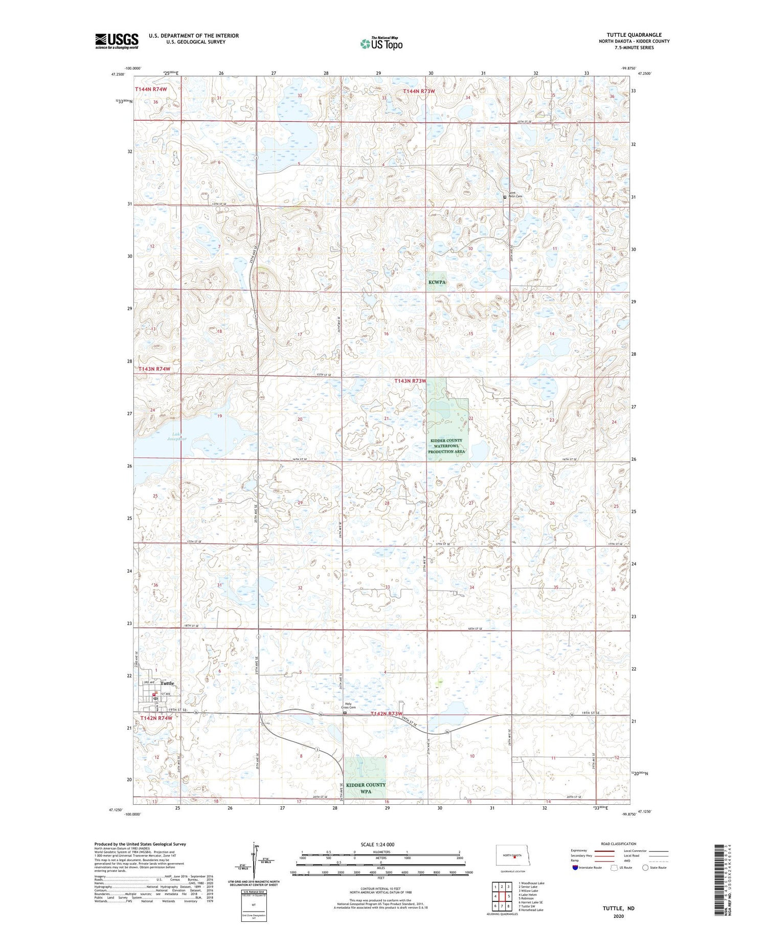 Tuttle North Dakota US Topo Map Image