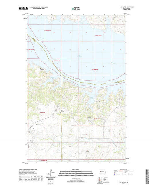 Twin Buttes North Dakota US Topo Map Image