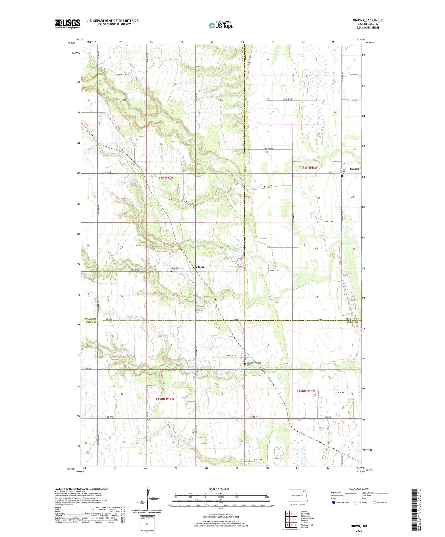 Union North Dakota US Topo Map Image