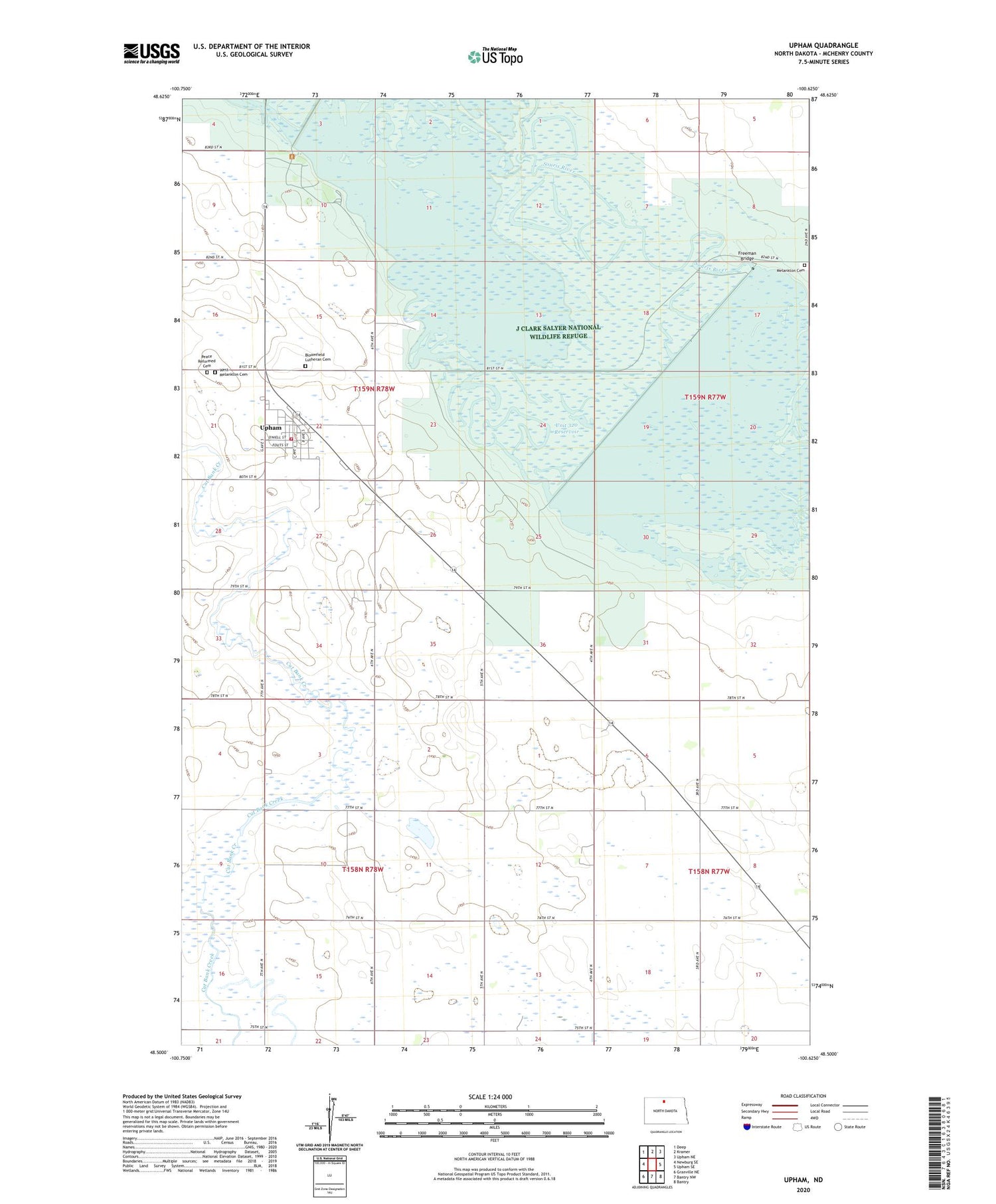 Upham North Dakota US Topo Map Image