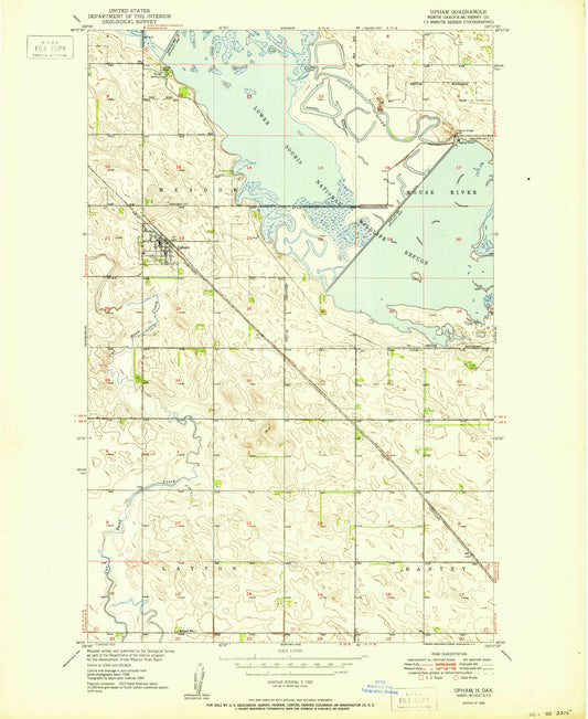 Classic USGS Upham North Dakota 7.5'x7.5' Topo Map Image