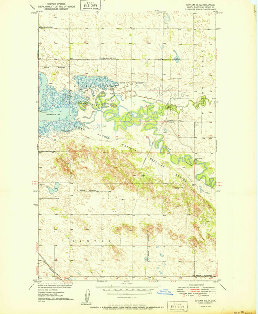 Classic USGS Upham SE North Dakota 7.5'x7.5' Topo Map Image