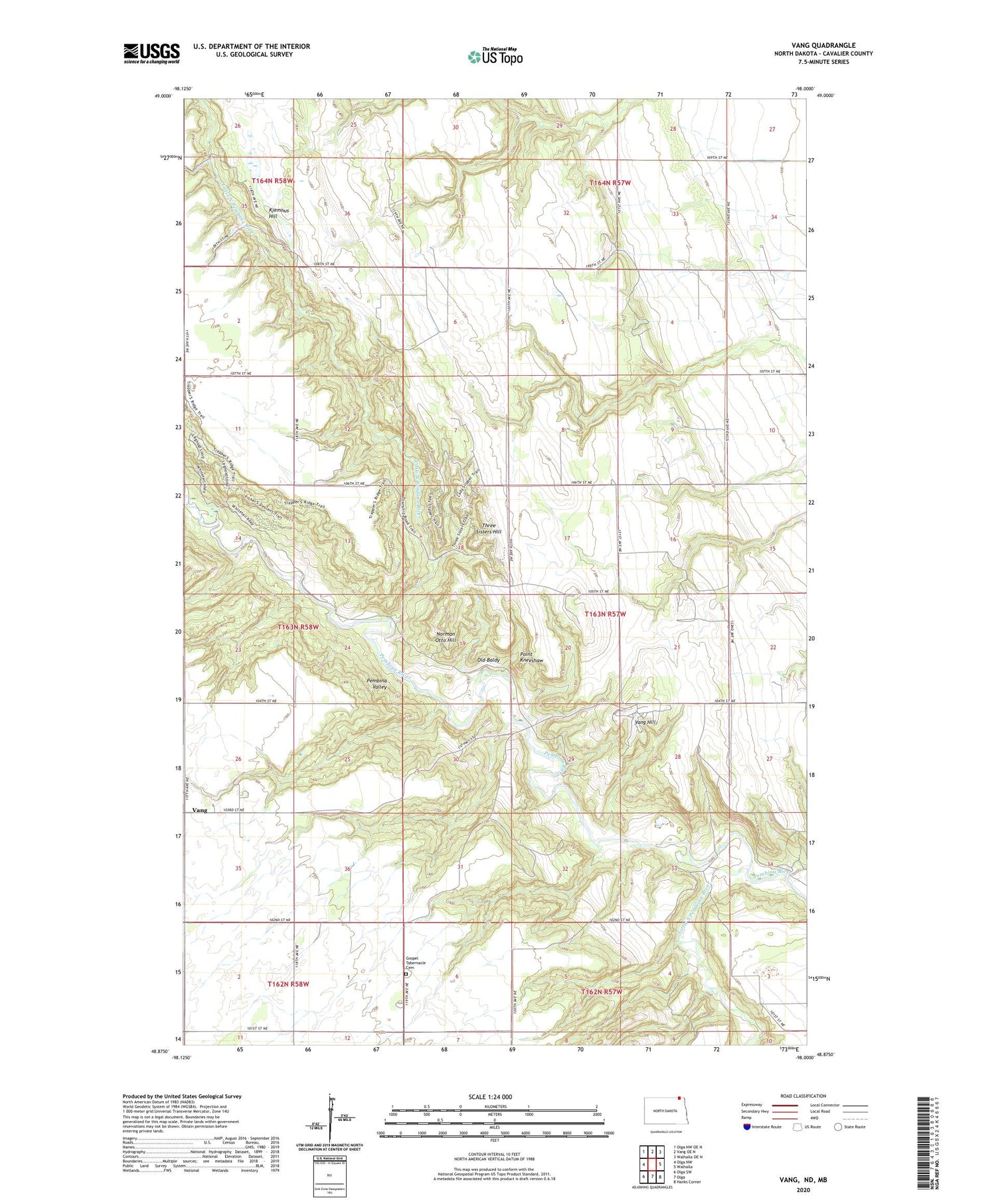 Vang North Dakota US Topo Map Image