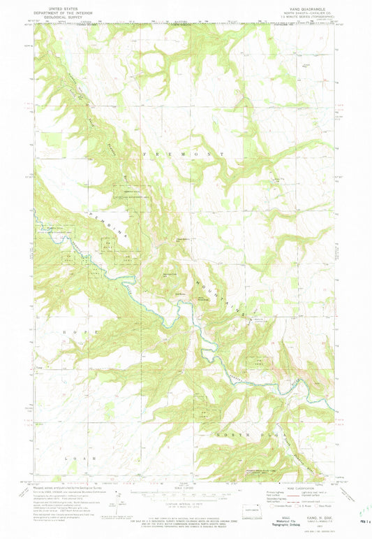 Classic USGS Vang North Dakota 7.5'x7.5' Topo Map Image