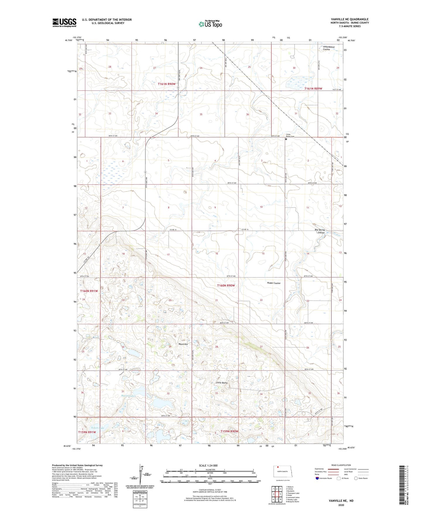 Vanville NE North Dakota US Topo Map Image