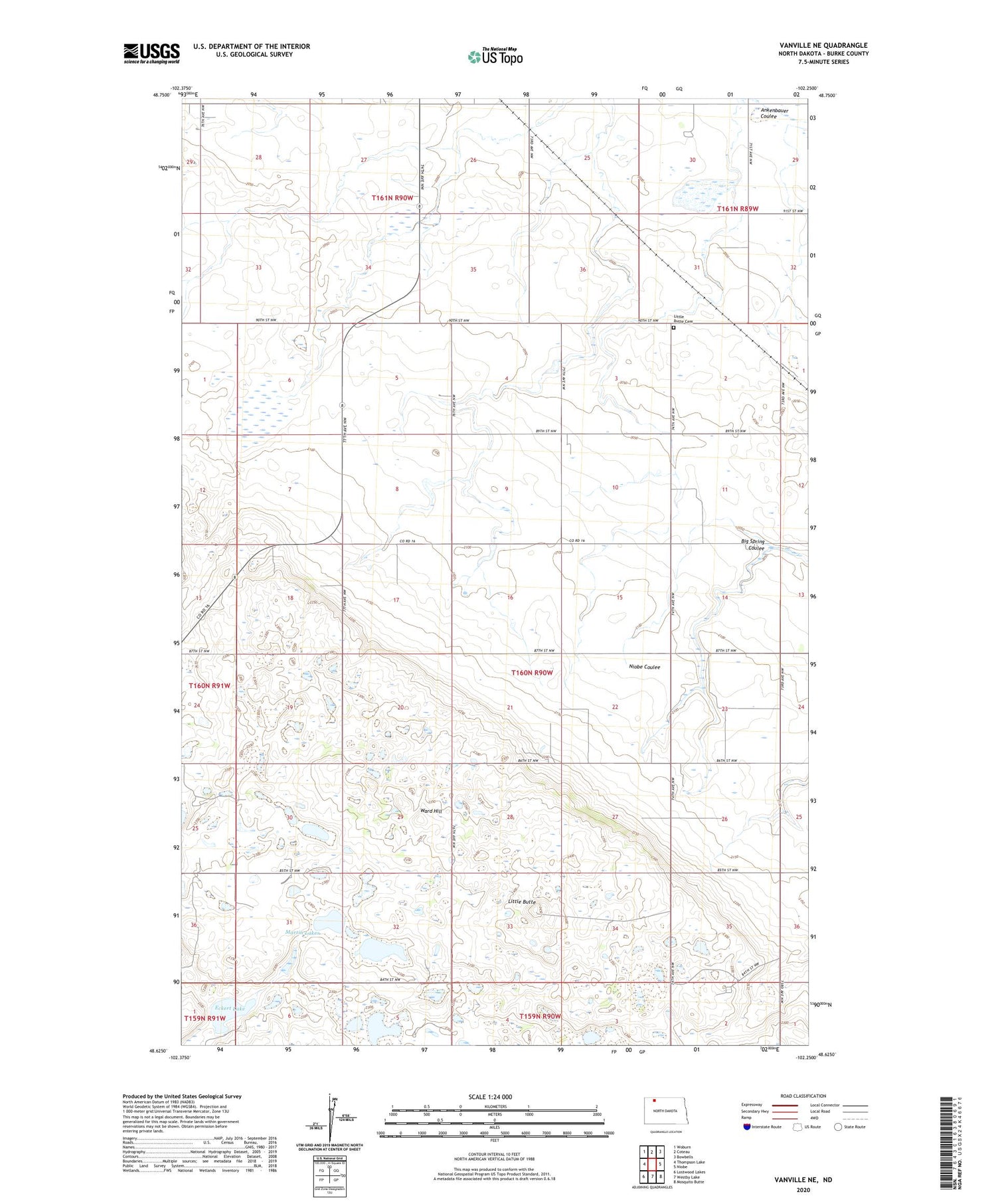 Vanville NE North Dakota US Topo Map Image