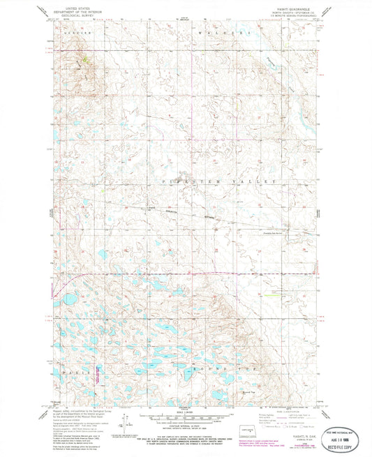 Classic USGS Vashti North Dakota 7.5'x7.5' Topo Map Image