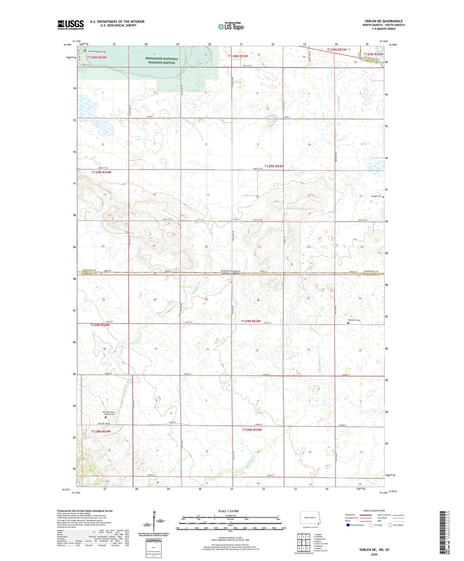Veblen NE North Dakota US Topo Map Image