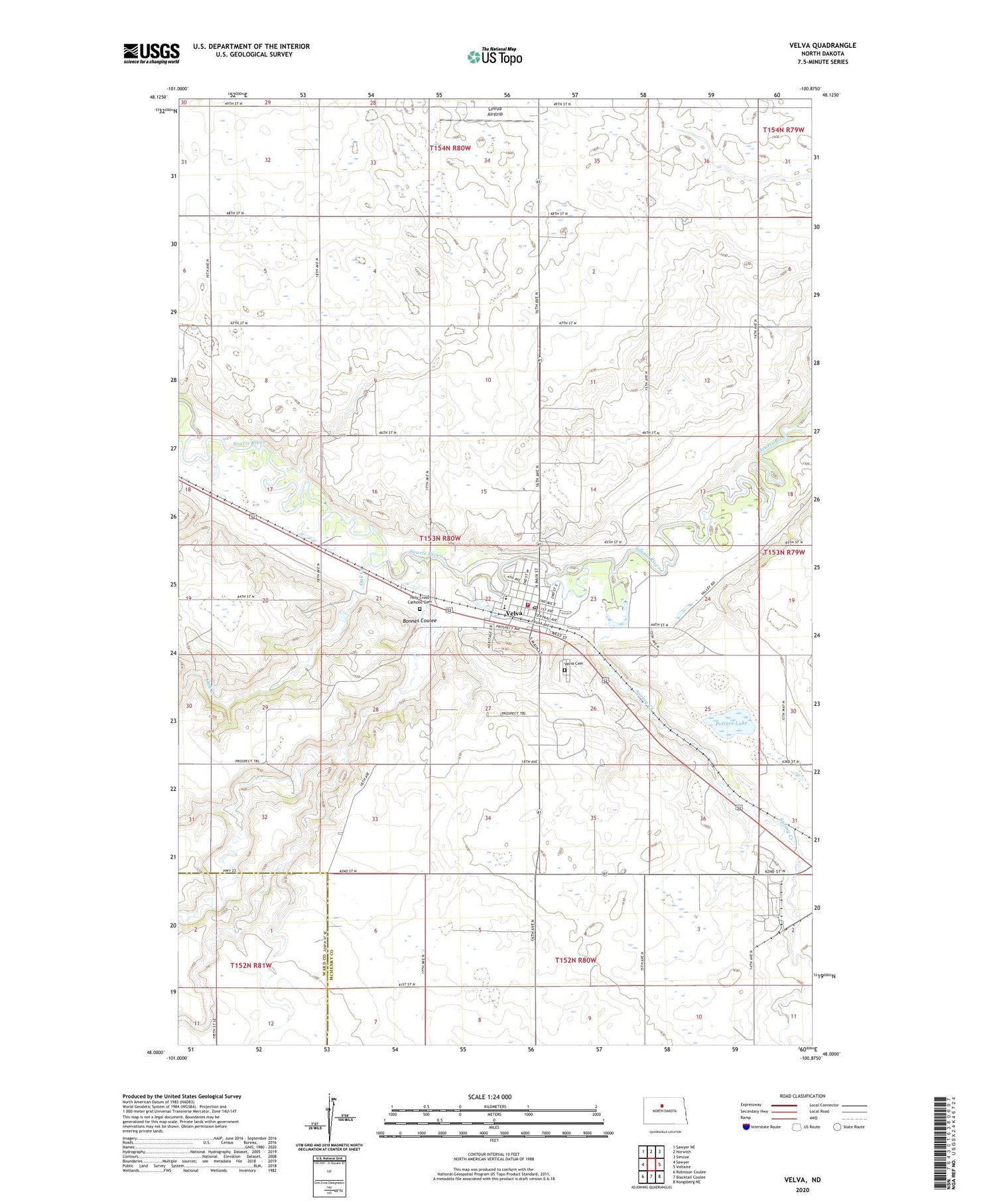 Velva North Dakota US Topo Map Image