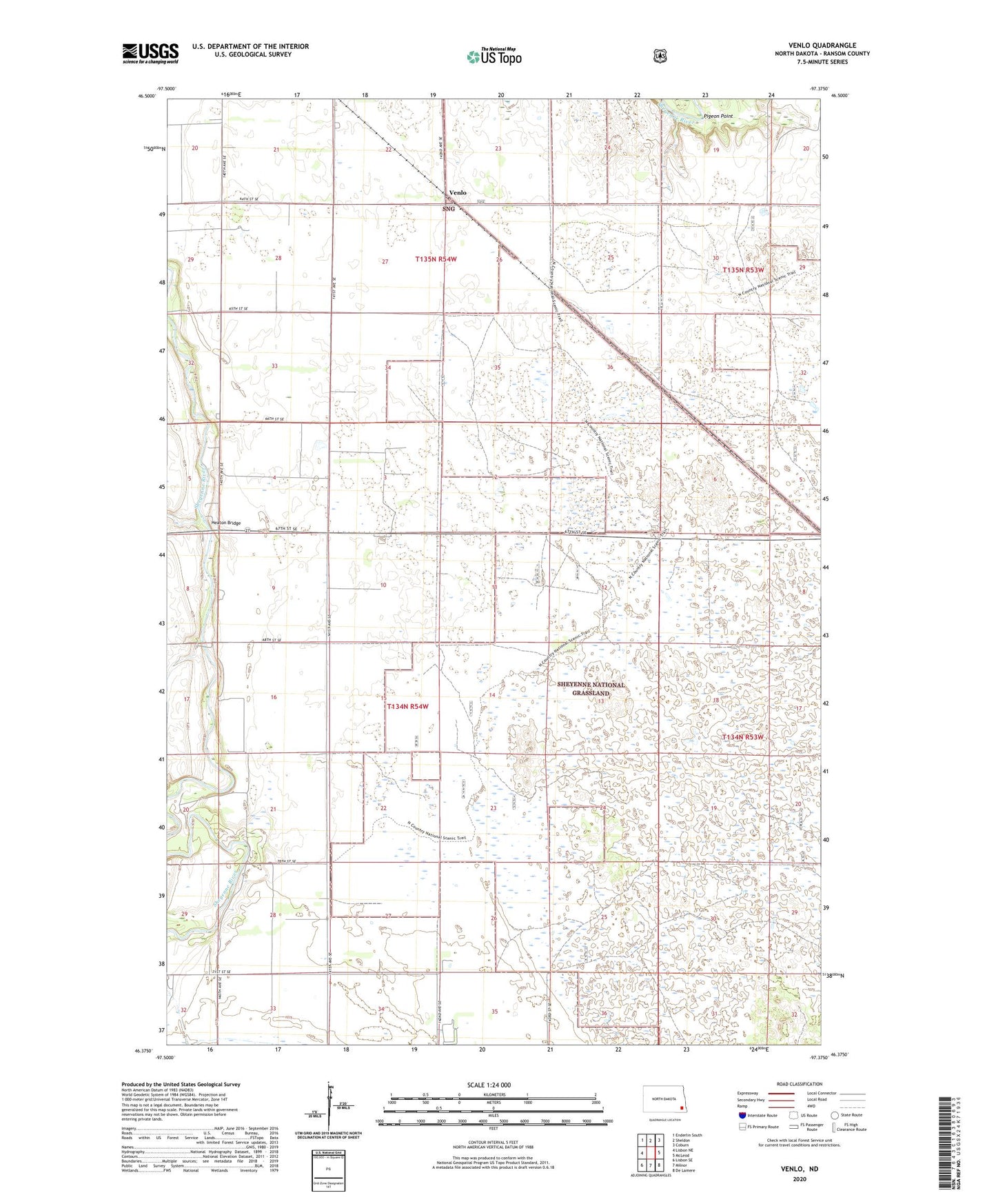 Venlo North Dakota US Topo Map Image