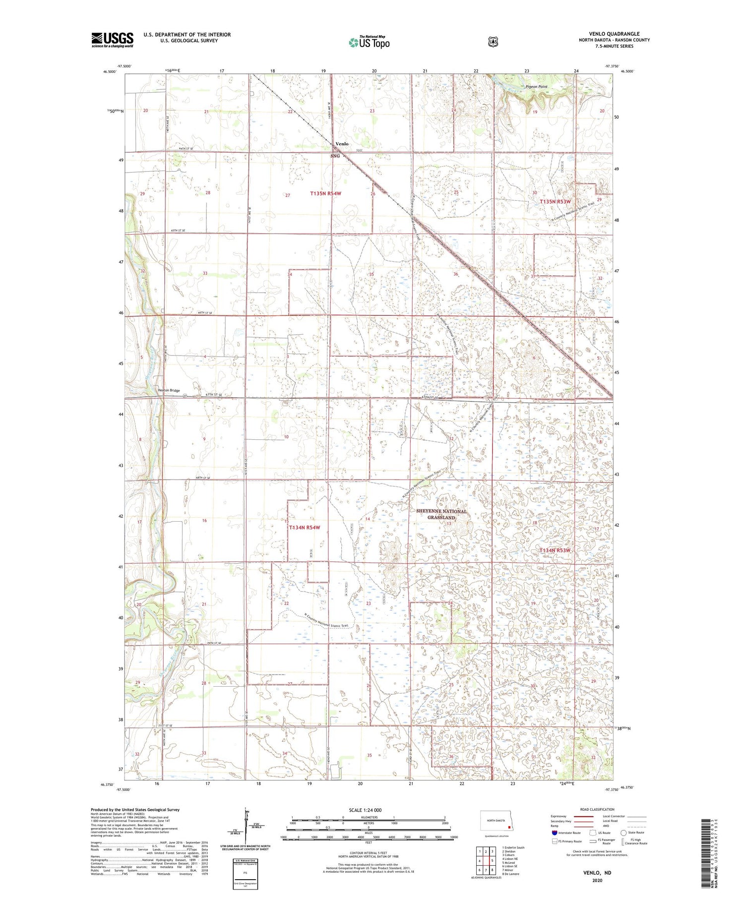 Venlo North Dakota US Topo Map Image