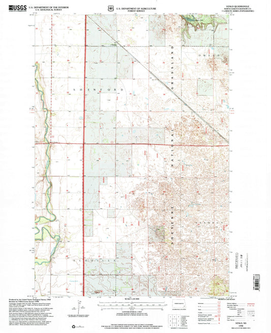Classic USGS Venlo North Dakota 7.5'x7.5' Topo Map Image