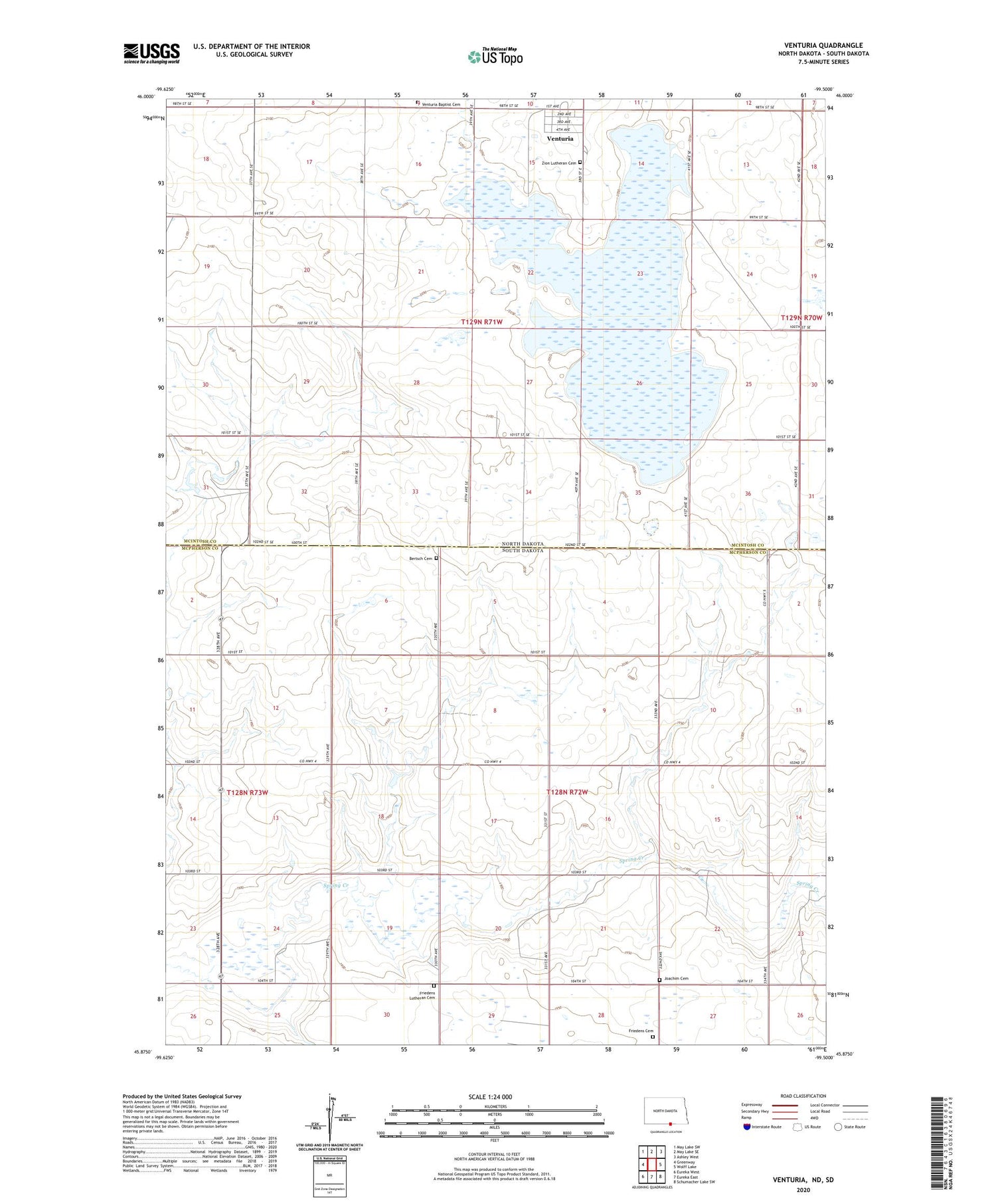 Venturia North Dakota US Topo Map Image