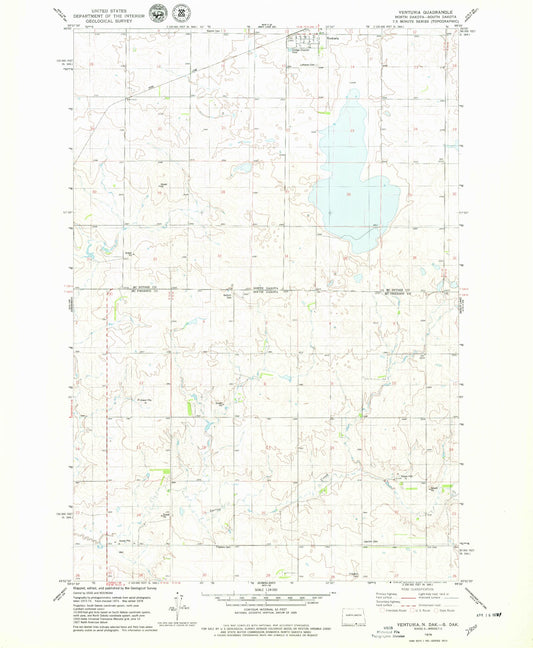 Classic USGS Venturia North Dakota 7.5'x7.5' Topo Map Image