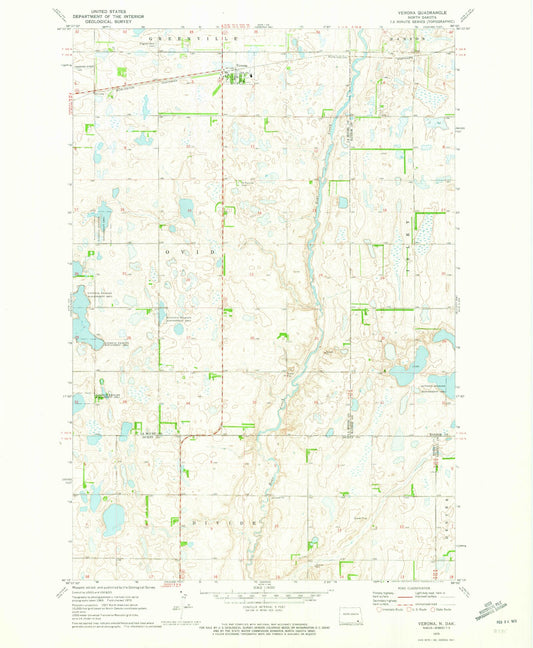 Classic USGS Verona North Dakota 7.5'x7.5' Topo Map Image