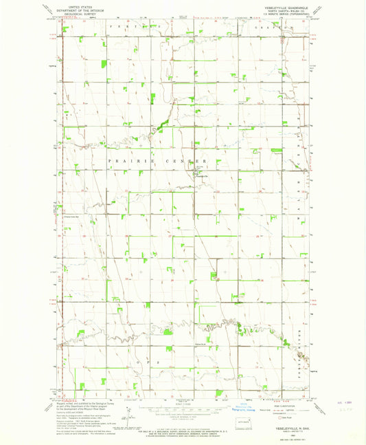 Classic USGS Veseleyville North Dakota 7.5'x7.5' Topo Map Image