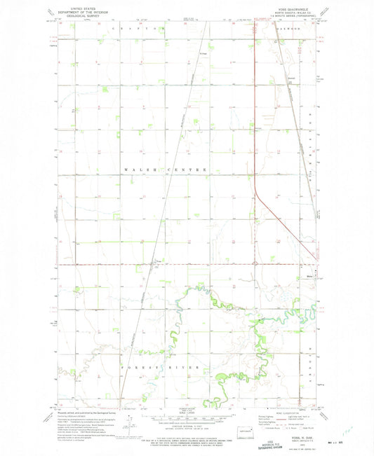 Classic USGS Voss North Dakota 7.5'x7.5' Topo Map Image