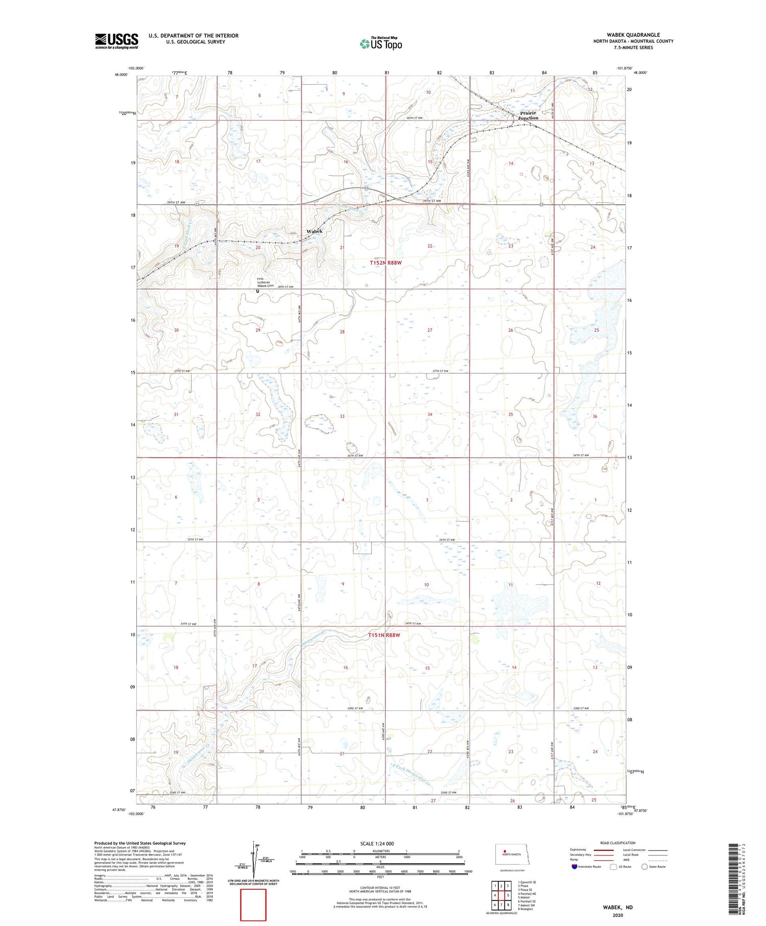 Wabek North Dakota US Topo Map Image