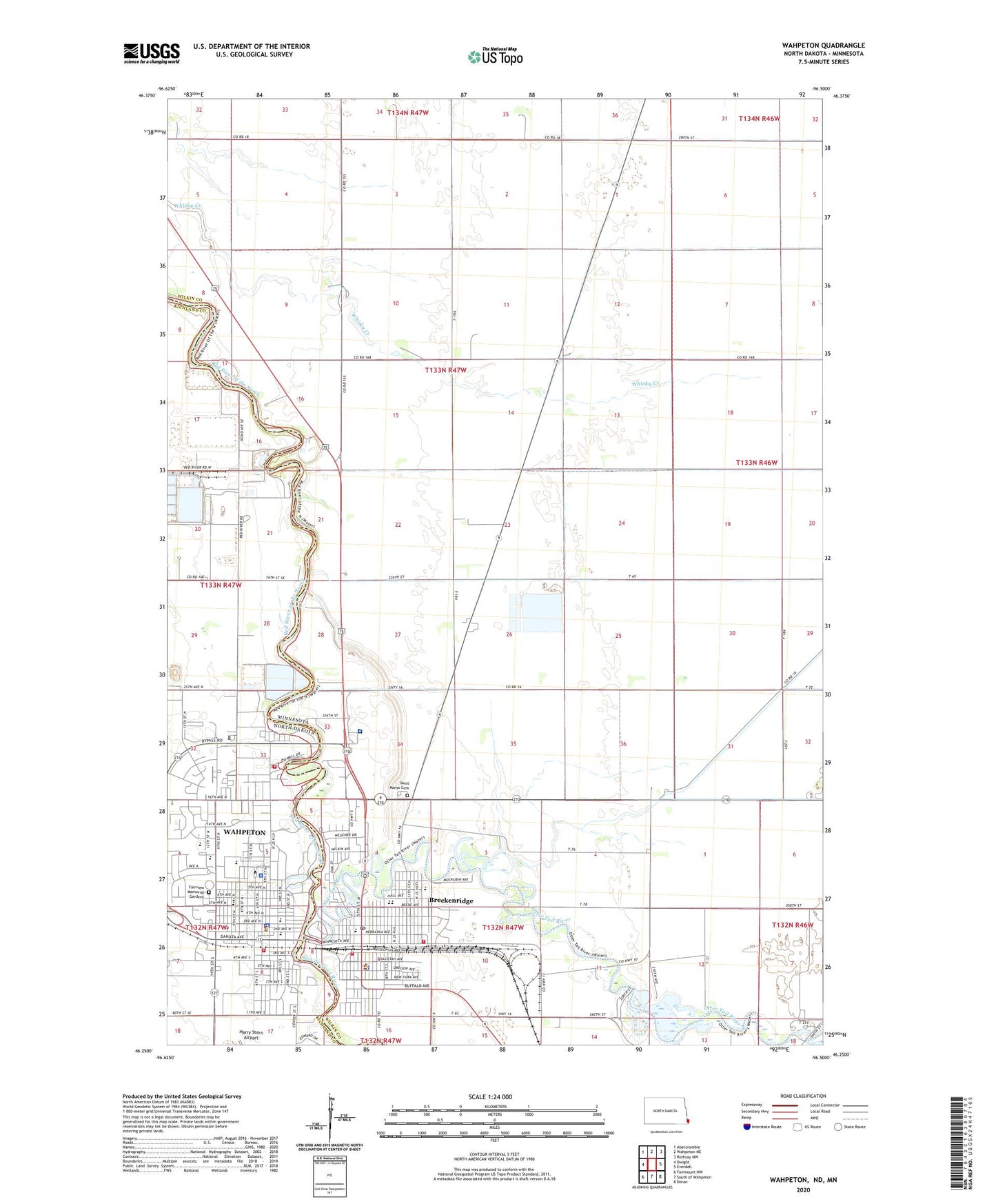 Wahpeton North Dakota US Topo Map Image