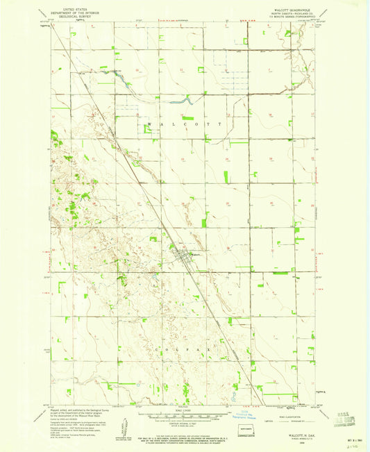 Classic USGS Walcott North Dakota 7.5'x7.5' Topo Map Image