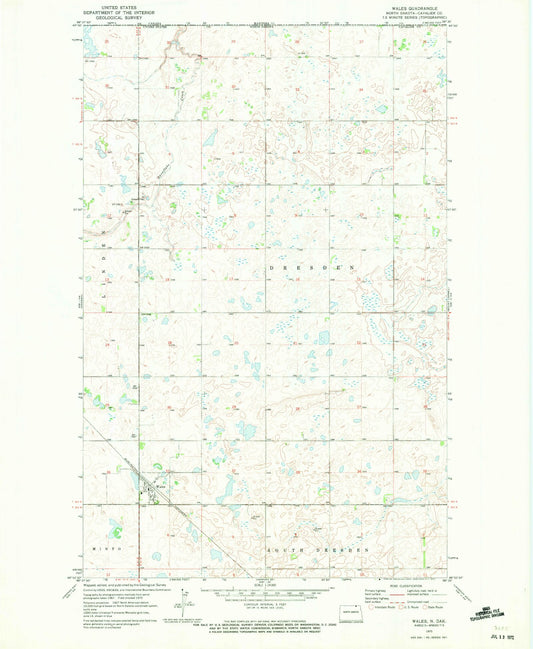 Classic USGS Wales North Dakota 7.5'x7.5' Topo Map Image