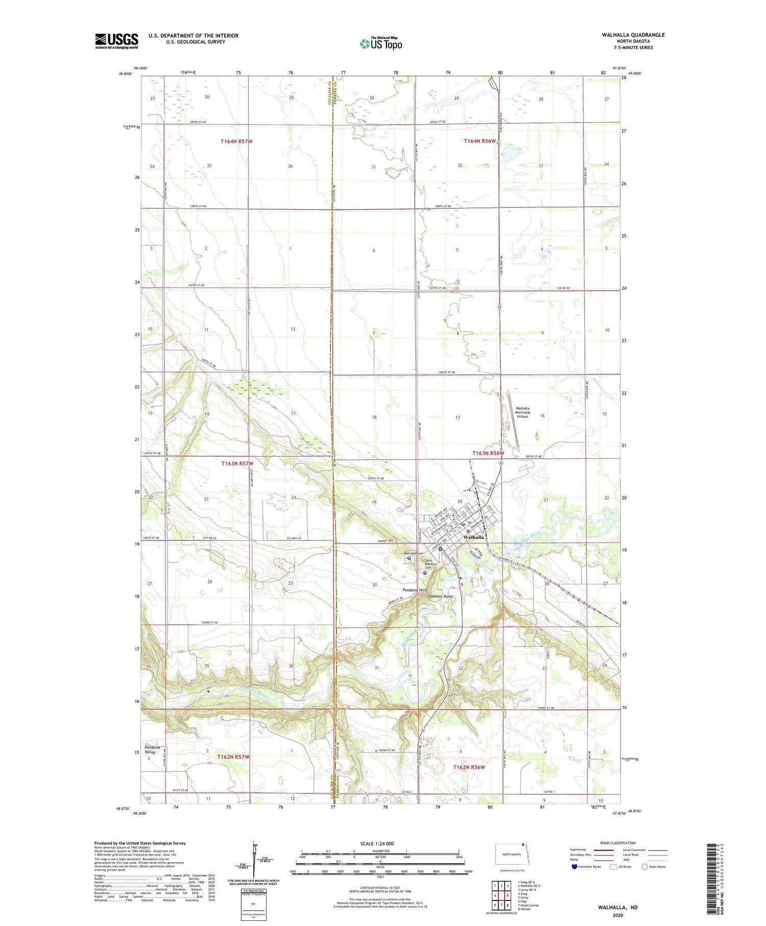 Walhalla North Dakota US Topo Map Image