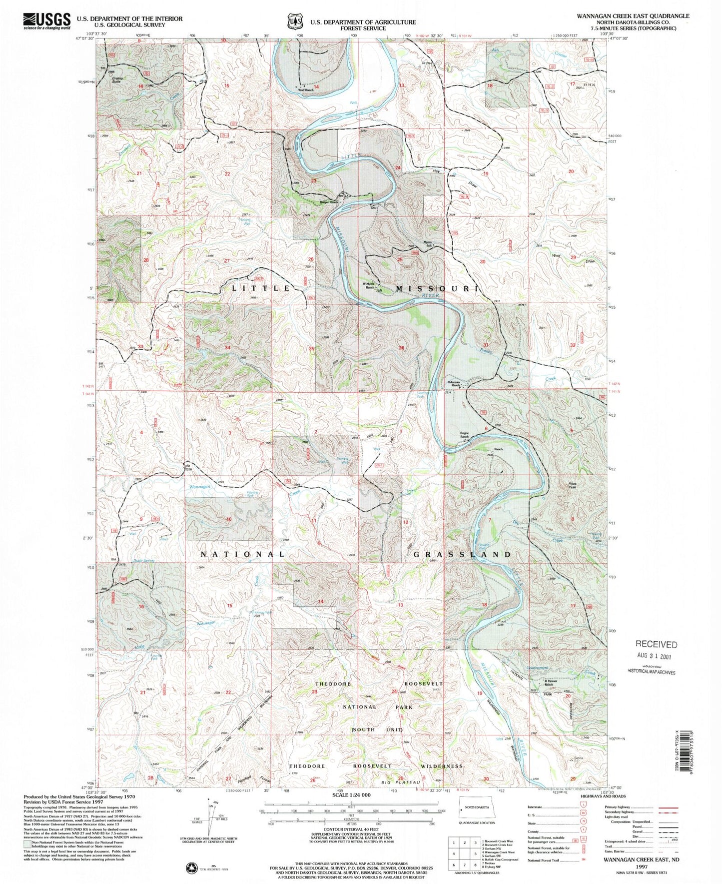 Classic USGS Wannagan Creek East North Dakota 7.5'x7.5' Topo Map Image