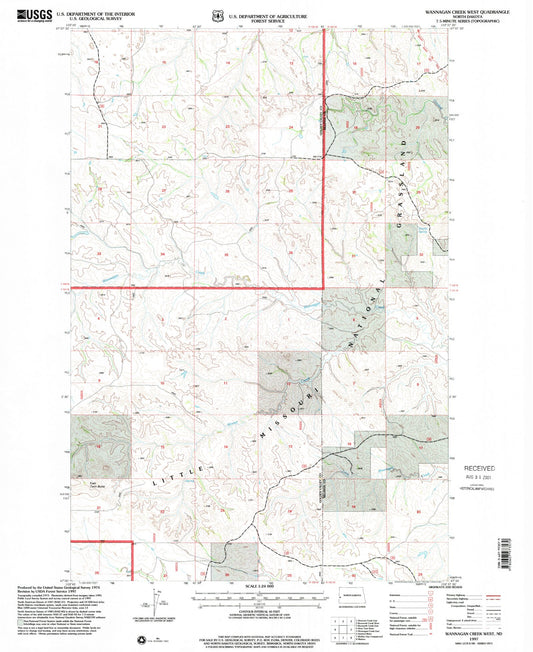 Classic USGS Wannagan Creek West North Dakota 7.5'x7.5' Topo Map Image
