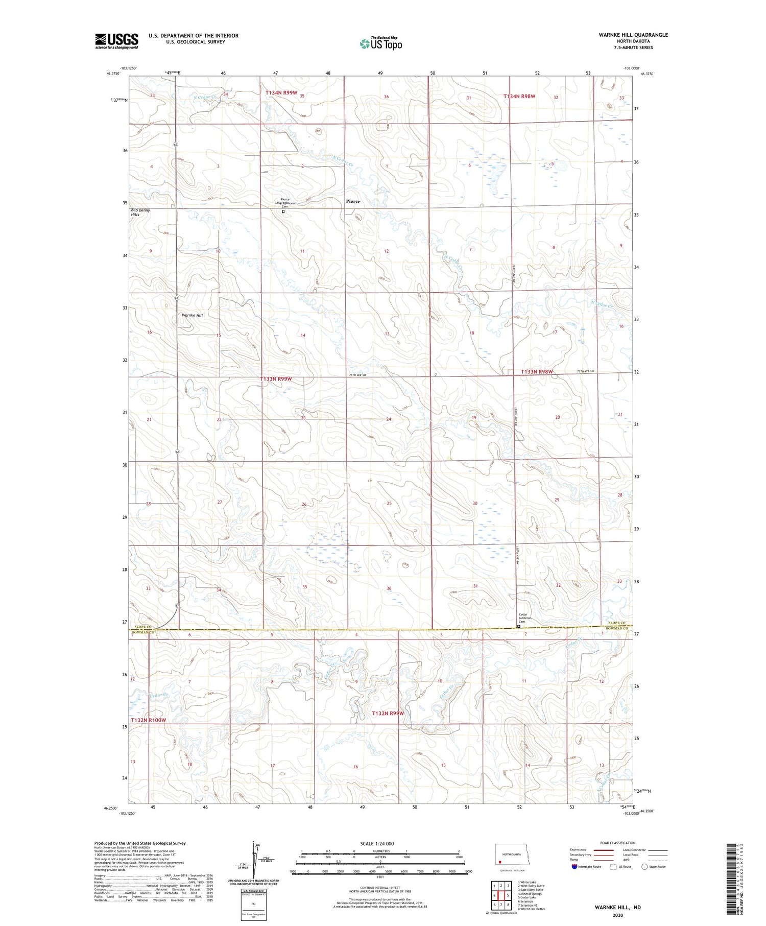 Warnke Hill North Dakota US Topo Map Image
