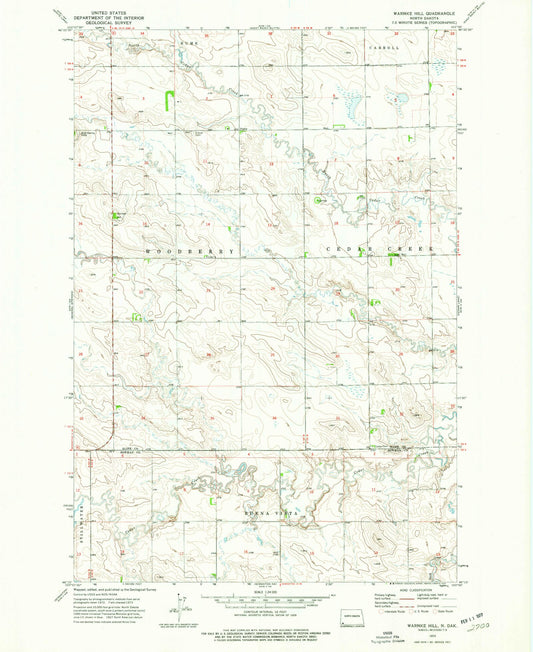 Classic USGS Warnke Hill North Dakota 7.5'x7.5' Topo Map Image