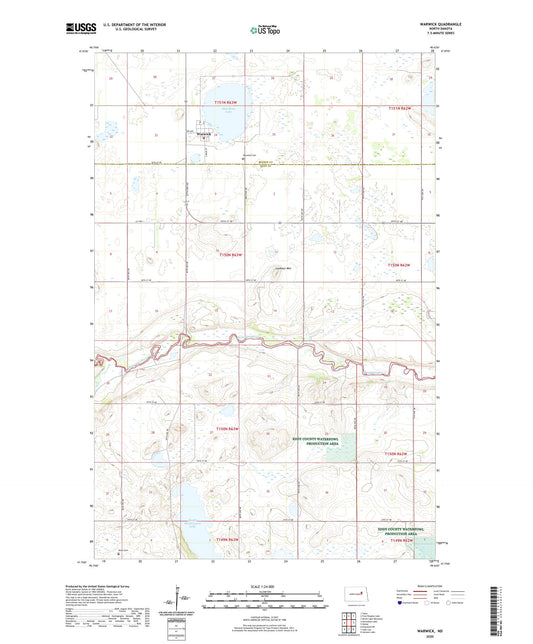 Warwick North Dakota US Topo Map Image