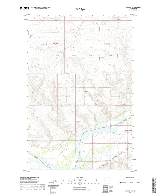Washburn SW North Dakota US Topo Map Image