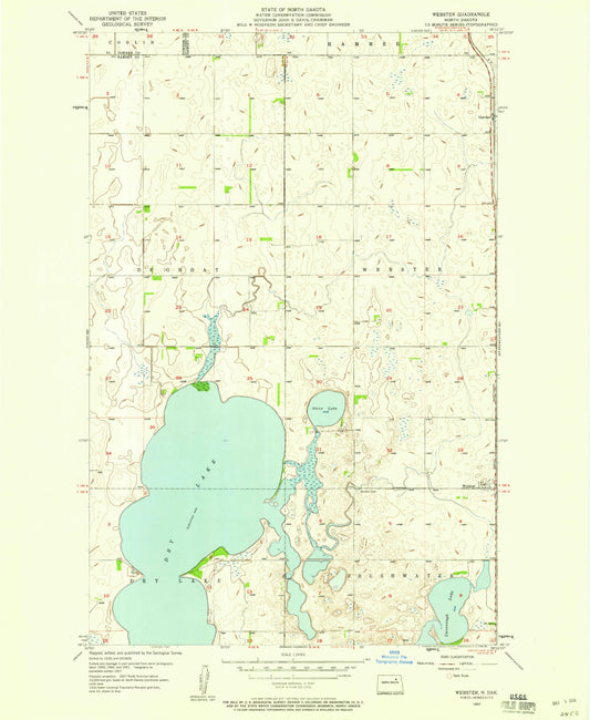 Classic USGS Webster North Dakota 7.5'x7.5' Topo Map Image
