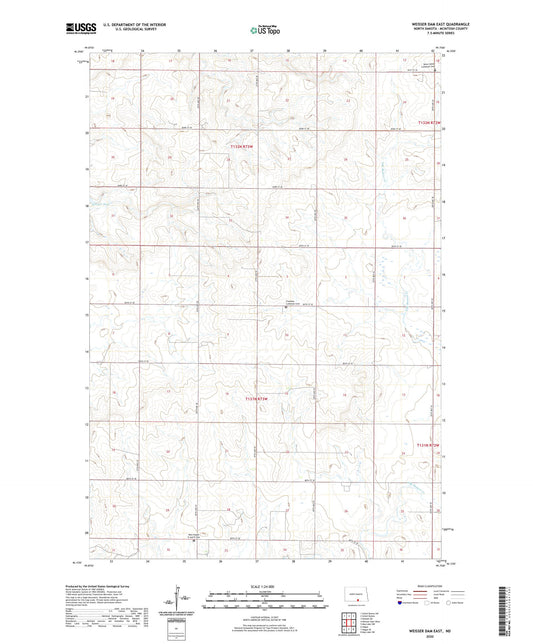 Weisser Dam East North Dakota US Topo Map Image