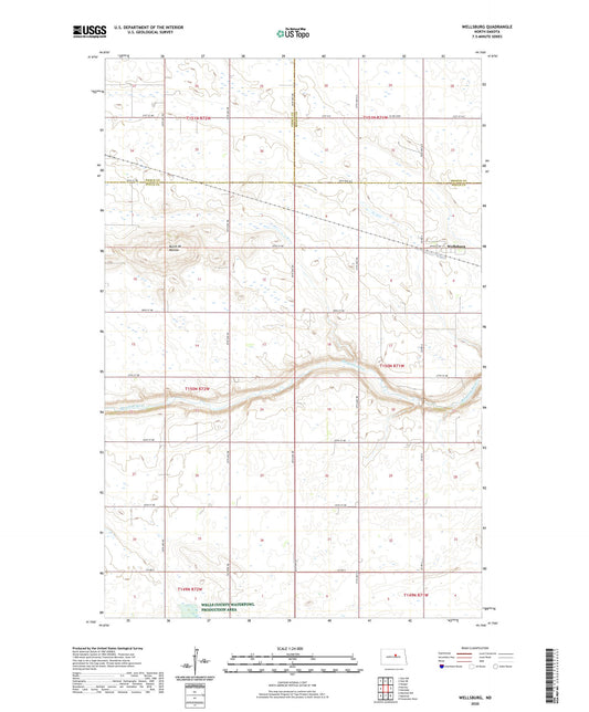 Wellsburg North Dakota US Topo Map Image