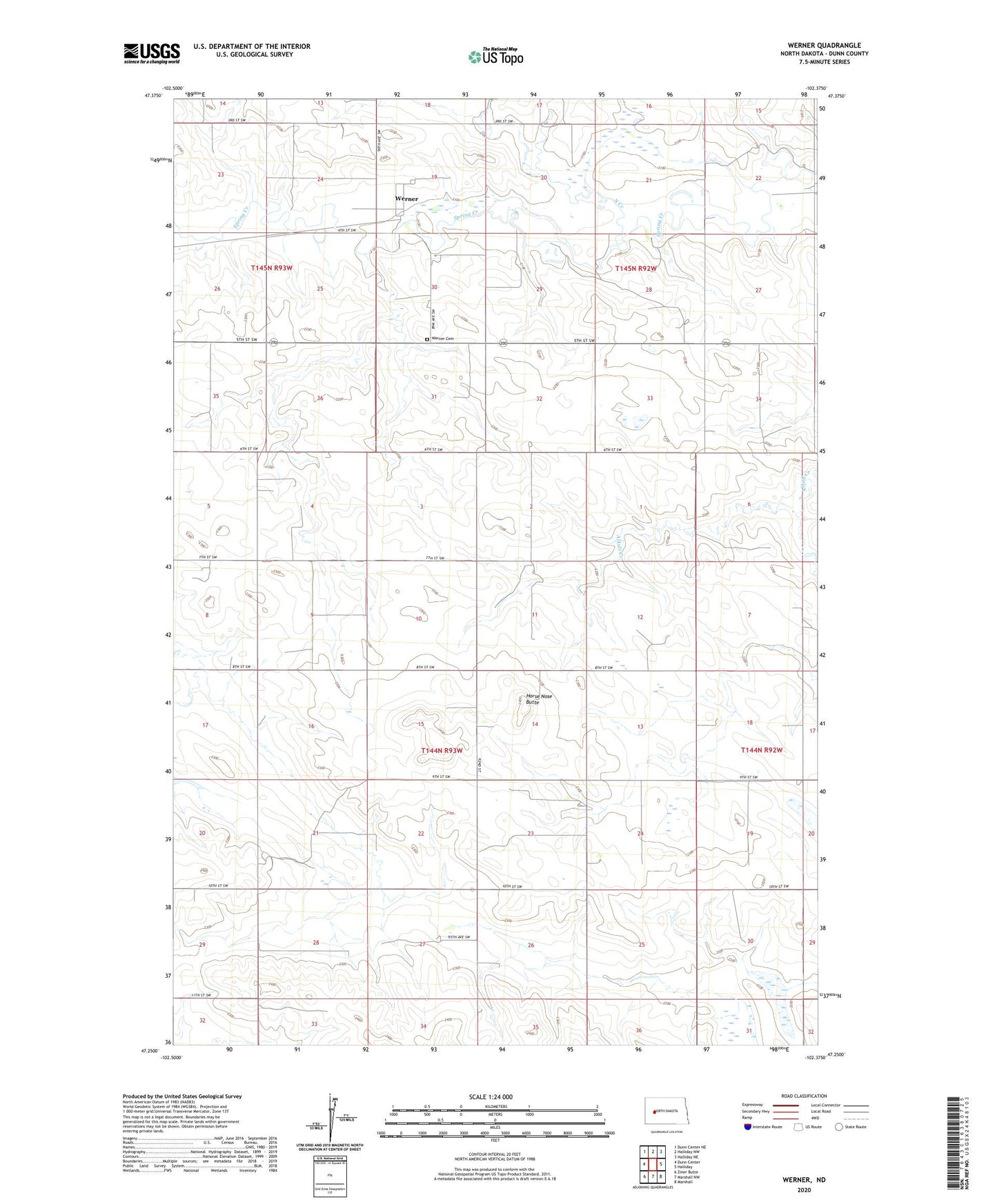 Werner North Dakota US Topo Map Image