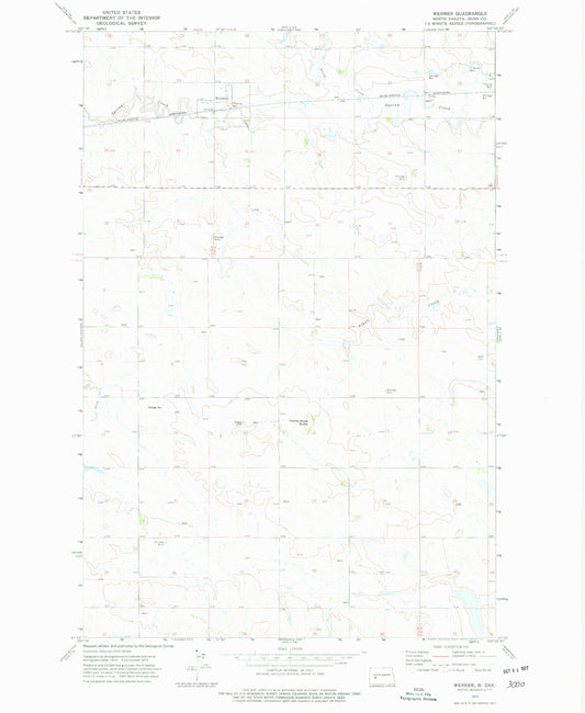 Classic USGS Werner North Dakota 7.5'x7.5' Topo Map Image