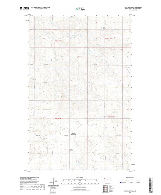 West Bonetraill North Dakota US Topo Map Image