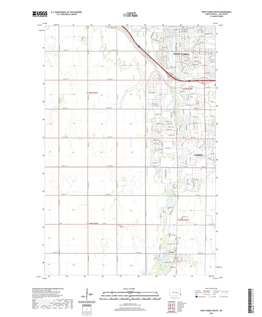 West Fargo South North Dakota US Topo Map Image