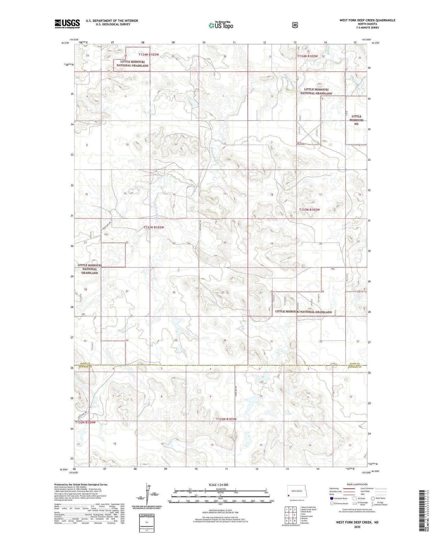 West Fork Deep Creek North Dakota US Topo Map Image