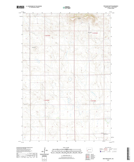 West Rainy Butte North Dakota US Topo Map Image