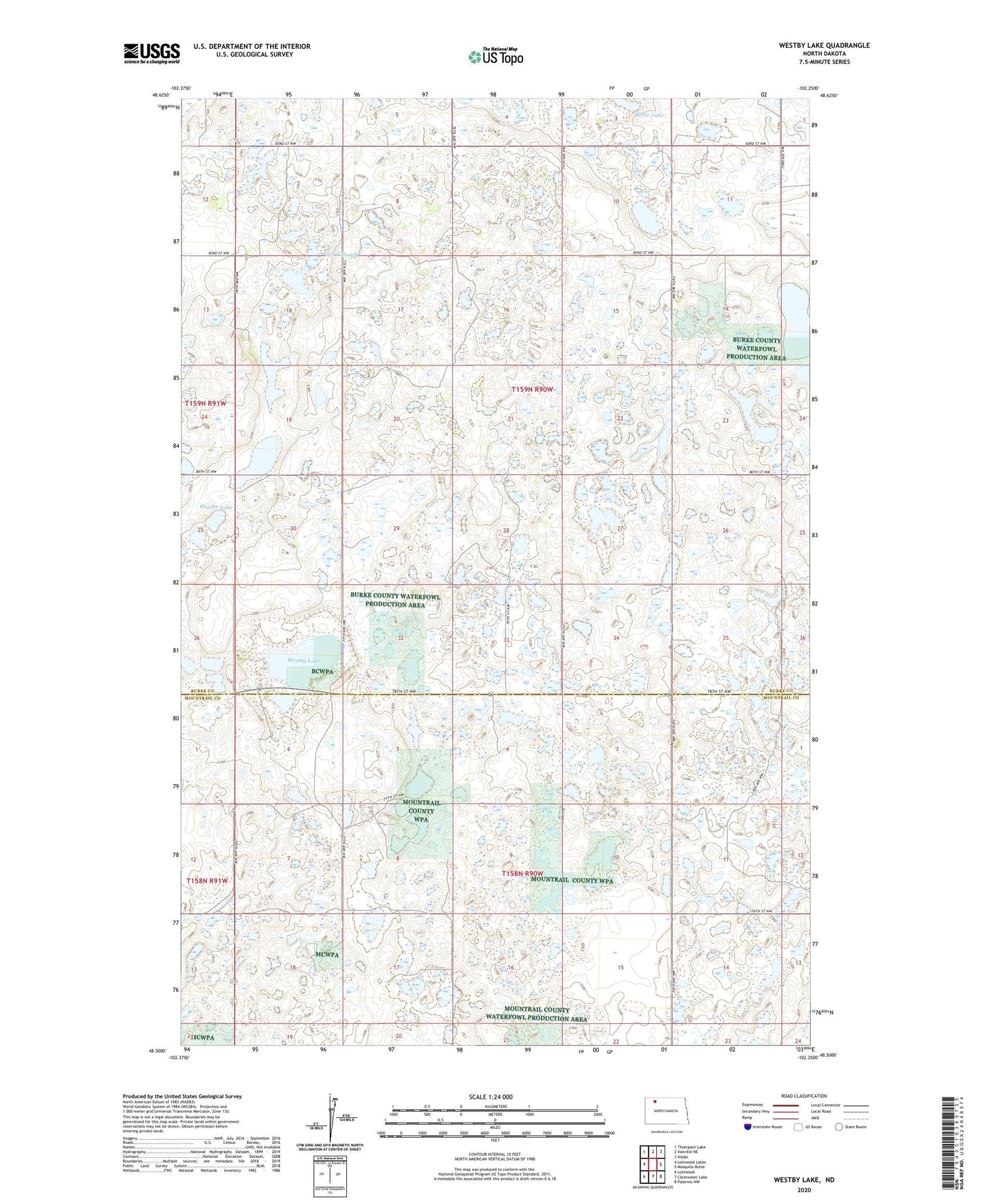 Westby Lake North Dakota US Topo Map Image