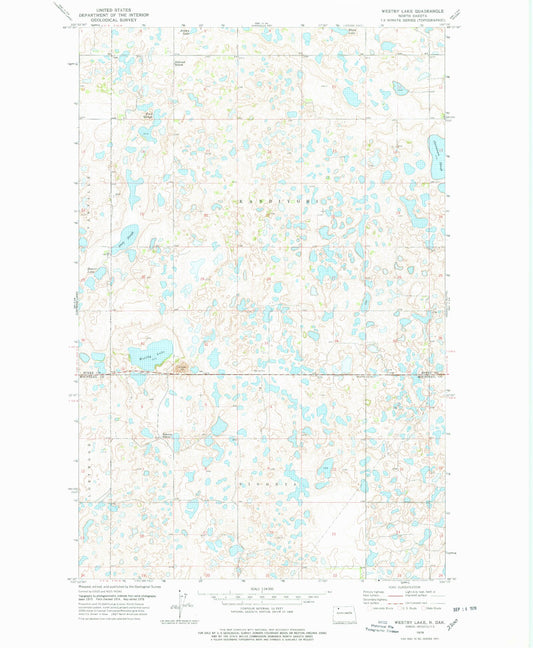 Classic USGS Westby Lake North Dakota 7.5'x7.5' Topo Map Image