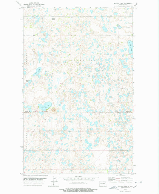 Classic USGS Westby Lake North Dakota 7.5'x7.5' Topo Map Image