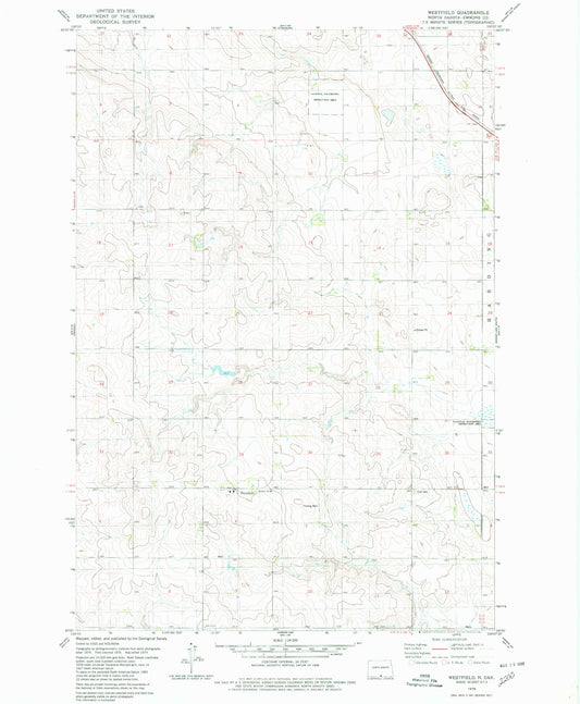 Classic USGS Westfield North Dakota 7.5'x7.5' Topo Map Image
