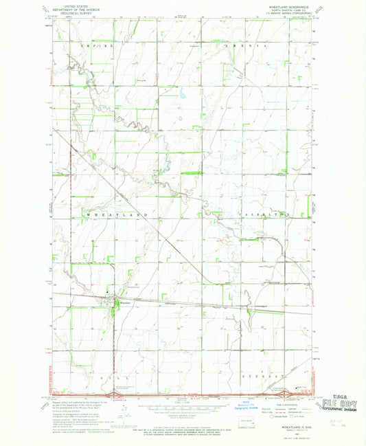 Classic USGS Wheatland North Dakota 7.5'x7.5' Topo Map Image