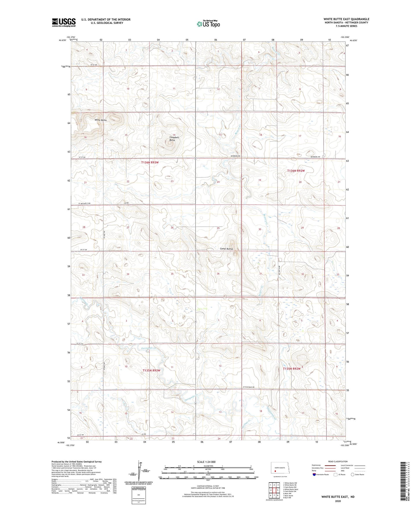 White Butte East North Dakota US Topo Map Image