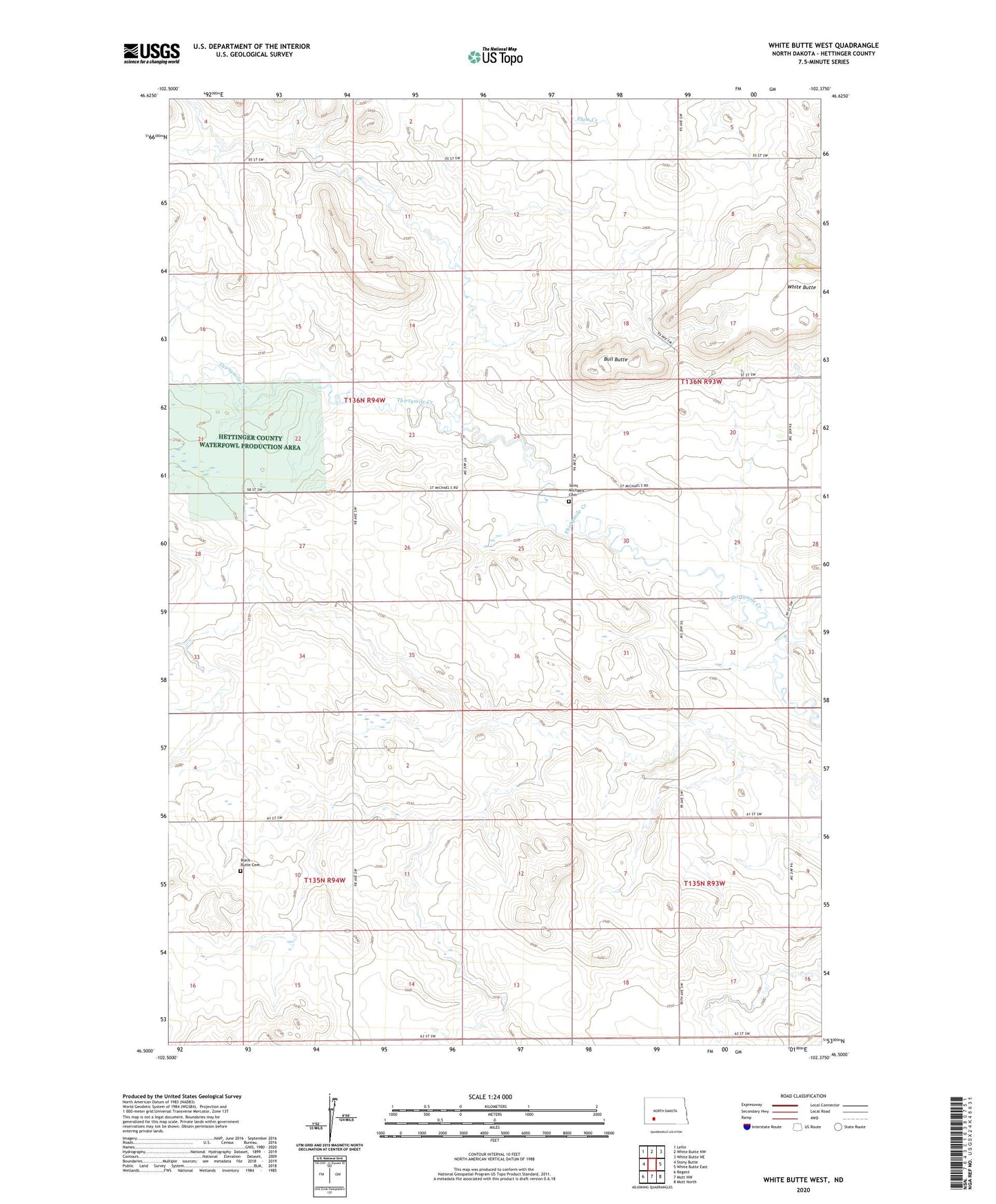 White Butte West North Dakota US Topo Map Image