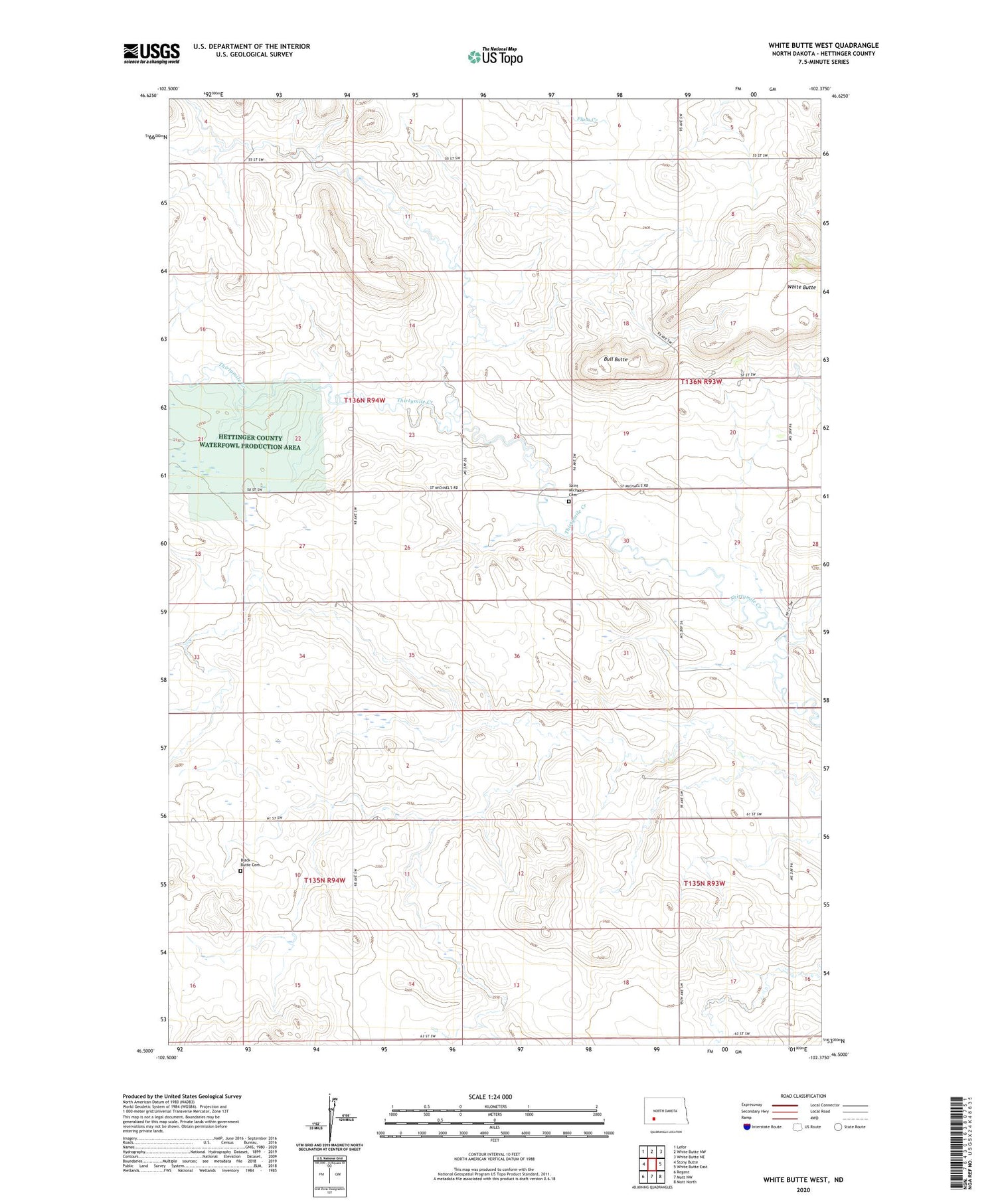 White Butte West North Dakota US Topo Map Image